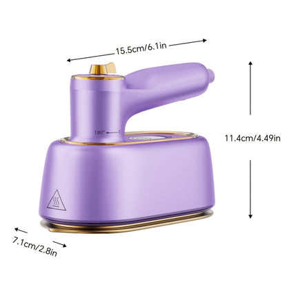 Mini Travel Steamer 2-in-1 Dry Steam Iron Foldable 180 Degree Handle 15-Second Heat 85ml Leak-Proof Tank ETL Certified for All Fabrics Home Travel Purple Black