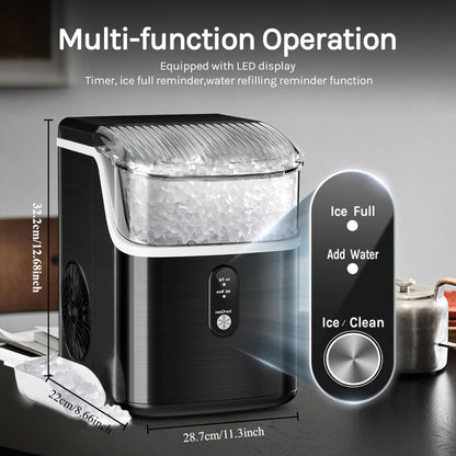 Chewable Ice Maker Countertop – 35 Lbs Nugget Pebble Ice or 26 Lbs Bullet Ice, Self-Cleaning, Includes Ice Scoop & Basket, Perfect Holiday Gift for Home, Kitchen, Easter, Halloween & Christmas