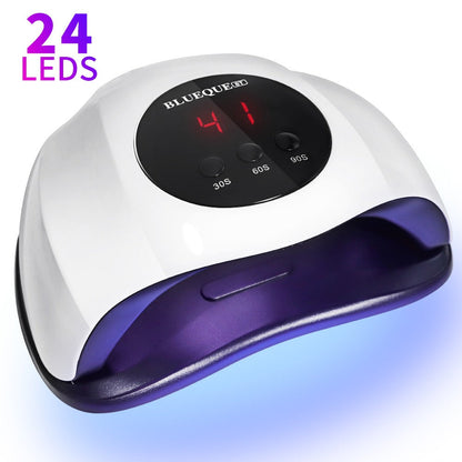 LED Nail Lamp Professional LCD Display Auto Sensor 4 Timer Settings USB Powered Instant Gel Polish Curer No Adapter Needed for Home Salon Manicure Pedicure DIY Nail Art Pink White