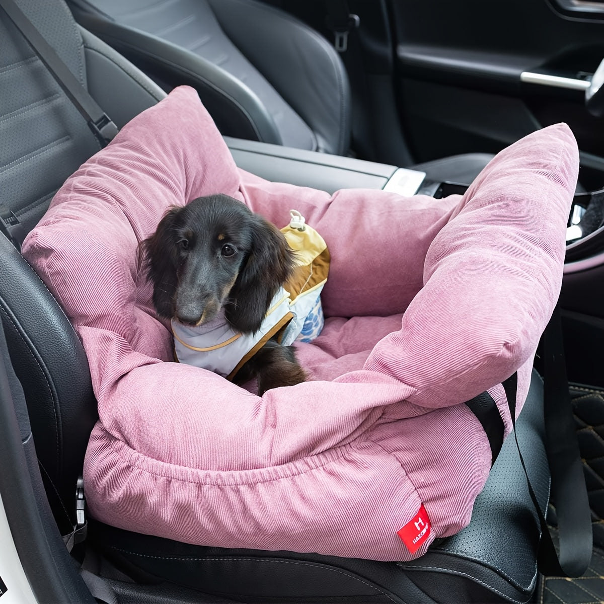 Dog Car Seat Carrier Booster with Safety Harness - Pet Travel Seat for Dogs & Cats, Handheld & Shoulder Strap, Fits Front & Back Seat, Multi-Scene Use for Cafe Park Outdoor