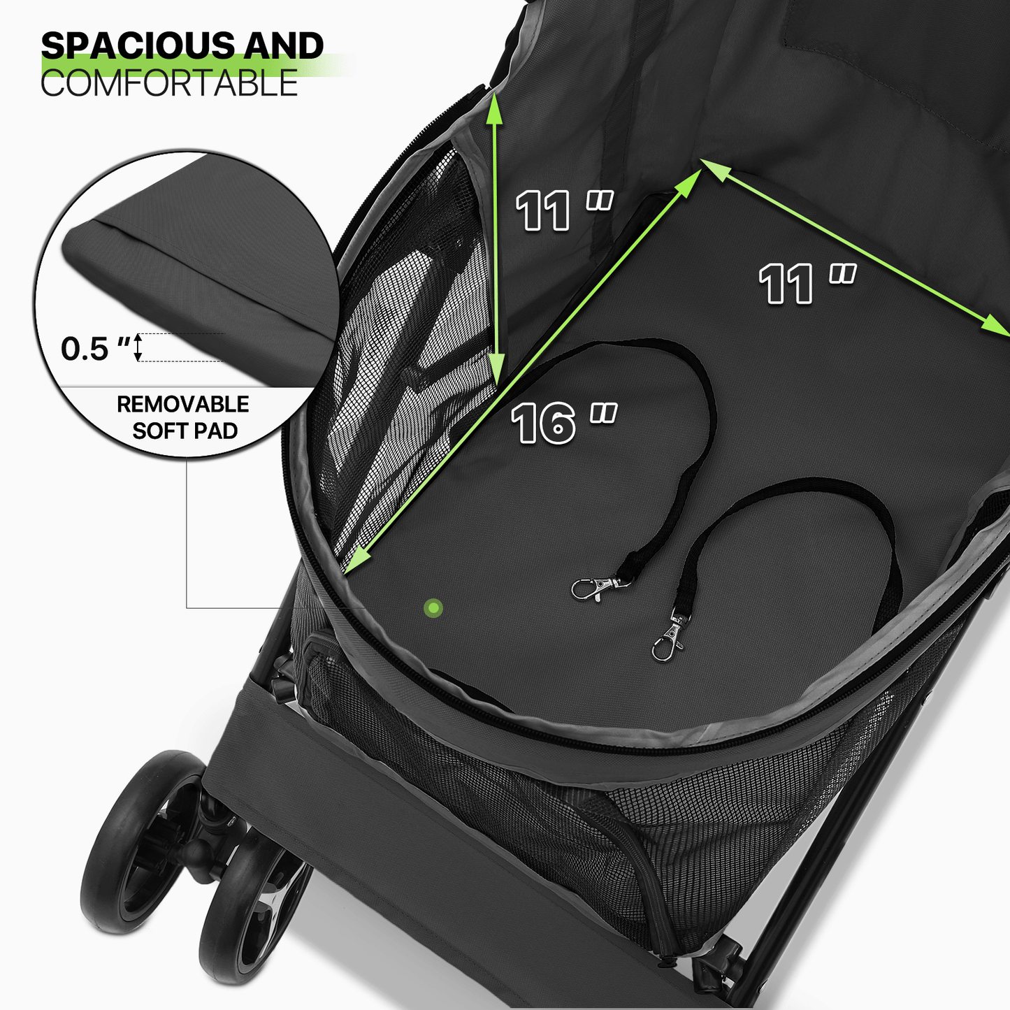 Pet Dog Cat Stroller with 4 Wheels - Foldable Jogger Pet Stroller for Small Medium Dogs & Cats up to 33 lbs, Breathable Mesh Windows, 360° Swivel Wheels, Cup Holder & Storage Basket, 10 Colors