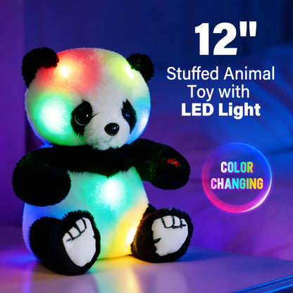 Light Up Panda Stuffed Animal Plush Toy 8 & 12 Inch with LED Glow | Cute Panda Bear Hugging Toy | Birthday Christmas Gift for Kids Boys Girls Home Decor