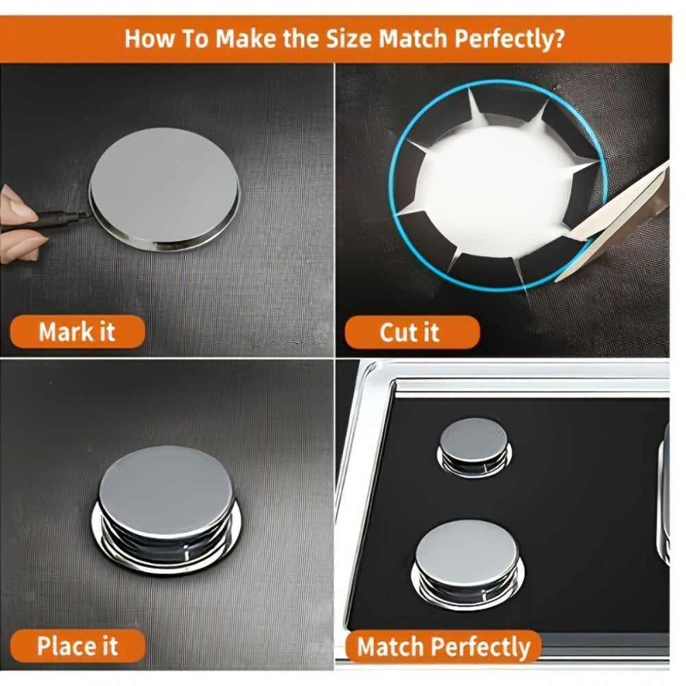 Gas Stove Burner Cover Mat Non-Stick Reusable Washable Stove Top Protector for LG 30-Inch Gas Stove – Oil-Resistant High-Temp Safe, Trimmable 5-Hole Design, Keeps Stove Clean & Scratch-Free