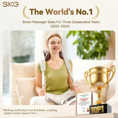 Wearable Neck & Shoulder Massager with Heat – 6D Bionic Hand Kneading Trapezius Massager, 9 Modes 3 Intensities 40-45°C Heat, Hands-Free Deep Tissue Massage for Home & Office, Gift for Women Men Mom