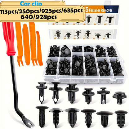925pcs, 635pcs, 250pcs, 640, 928pcs 113pcs Bumper Retainer Clips, Car Plastic Rivets Fasteners Remover Push Retainer Kit