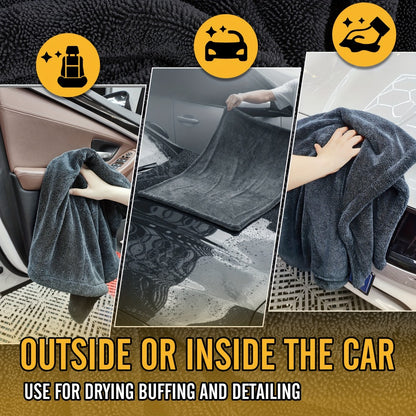 1500GSM Edgeless Car Drying Towel 24"x36" – 70/30 Twisted Loop Microfiber for Cars, Trucks & SUVs, Streak-Free