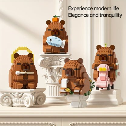 Capybara Micro Brick Building Set 562pcs Collector Edition – Miniature DIY Assembly Desk Decor Stress Relief Toy for Kids Teens Adults Capybara Lover Gift Birthday Easter Christmas Multiple Scenes