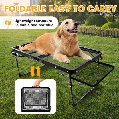 Portable Folding Camping Table with 2 Wingboards & Mesh Top – Height Adjustable Outdoor Grill Side Table for Picnic Barbecue Beach Backpacking, Lightweight Compact Folding Table with Carry Bag