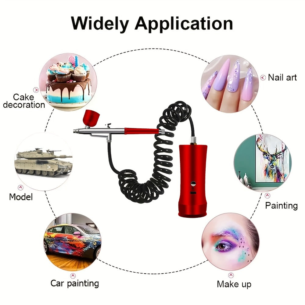 Cordless Airbrush Kit with Compressor Rechargeable Portable Handheld Air Brush Gun 3-Gear Pressure 3 Cup Sizes 7cc 20cc 40cc for Nail Art Makeup Model Painting Cake Decorating Graffiti Body Art