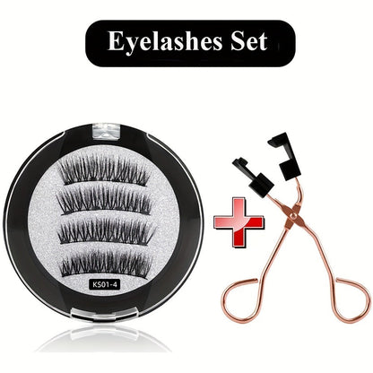8-Pair Glue-Free Dual Magnetic False Eyelashes 3D Reusable Set — No Eyeliner Needed, Waterproof, Includes Applicator Clip, Natural Look for Daily Wear & Special Occasions