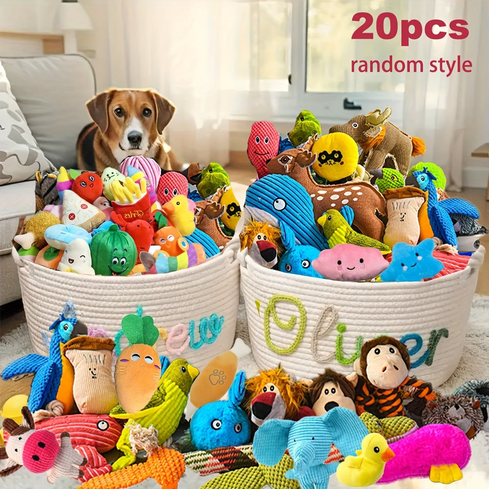 Dog Toy Gift Box 20pcs Chew Resistant Interactive Set - Variety Pack with Tug of War Rope Toys Squeaky Toys & More for Small Dogs, Random Assorted Styles, Perfect Dog Toy Bundle Gift for Puppies