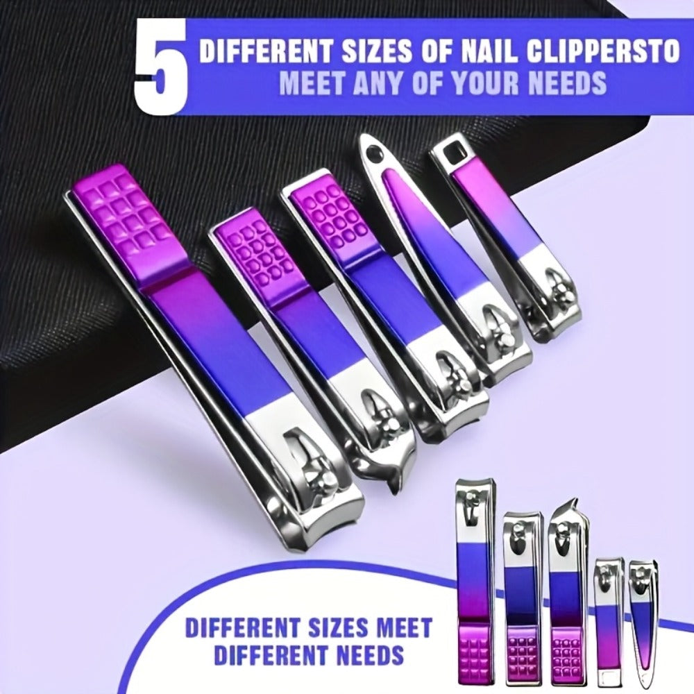 Manicure Set 9 18 30 60pcs Professional Nail Clipper Pedicure Kit Portable Travel Grooming Tools — Cuticle Trimmer Nail File Nail Care Gift Set for Women Girls, Gradient Pink Black Green