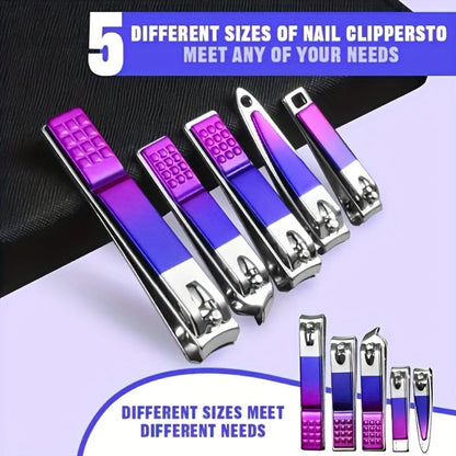 Manicure Set 9 18 30 60pcs Professional Nail Clipper Pedicure Kit Portable Travel Grooming Tools — Cuticle Trimmer Nail File Nail Care Gift Set for Women Girls, Gradient Pink Black Green