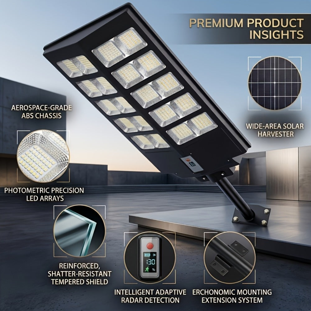 Solar Street Lights Outdoor 800 LED IP54 Waterproof with Motion Sensor – 6500K Dusk to Dawn Flood Light, Remote Control, Adjustable Brightness & Timer for Parking Lot Yard Garage Driveway Rural Area