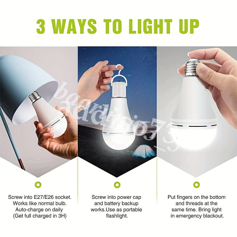 Emergency Light Bulb for Power Outages, Self-Charging Battery Backup LED Bulb 1200mAh 60 Watt Equivalent, Stays On During Blackout, E26 Base Rechargeable Backup Bulb for Home Safety Daily Use