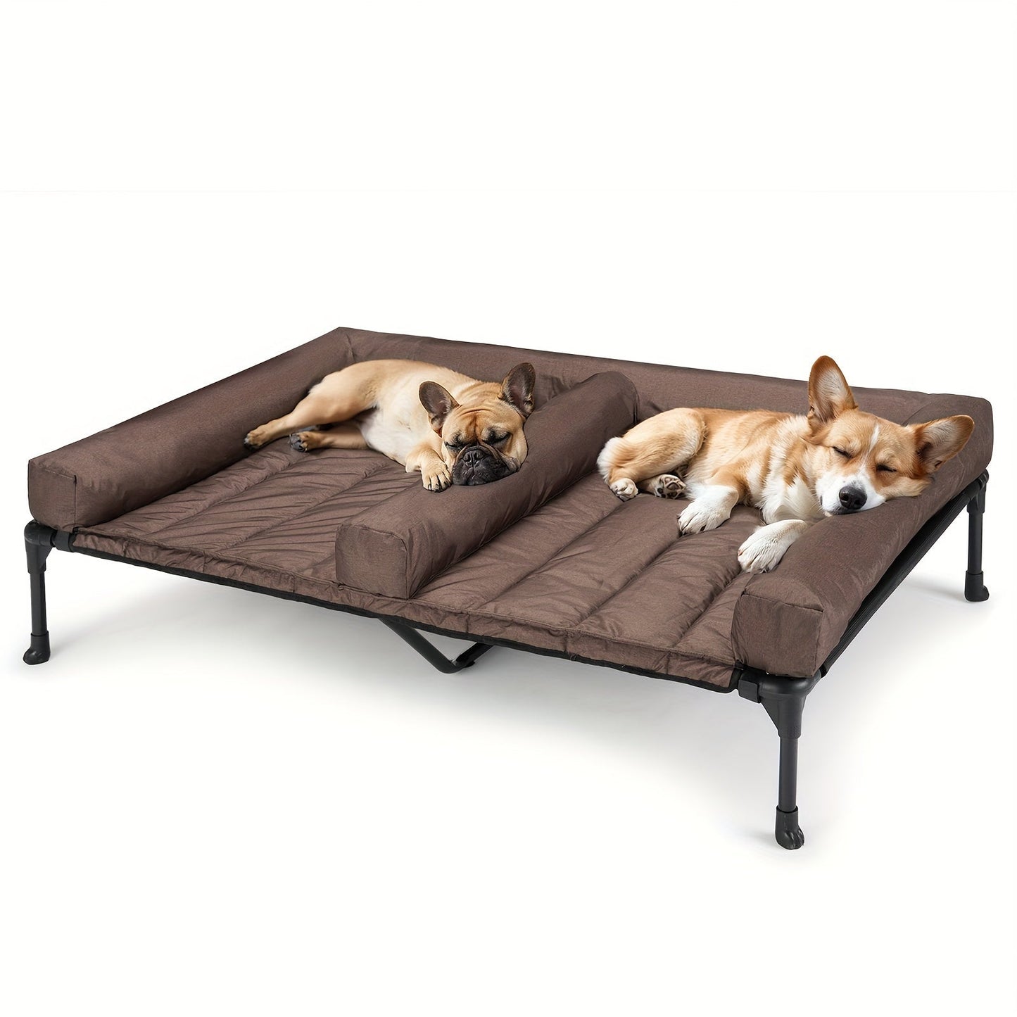 Elevated Cooling Dog Bed Double Slot – Veehoo XL/XXL Raised Pet Cot with Removable Cushion for 2 Medium Dogs | Breathable Teslin Mesh, Skid-Resistant, Washable, Indoor & Outdoor Hammock Bed