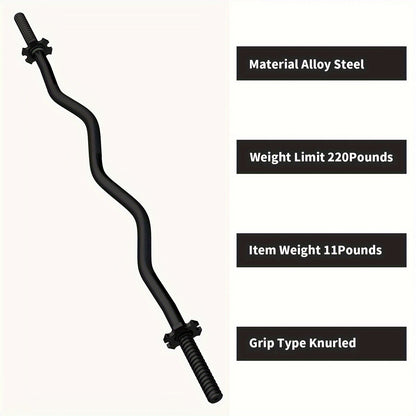 EZ Curl Bar 47" Olympic Barbell for Weightlifting Hip Thrusts Squats Lunges 1-Inch Weight Plates Home Gym with 2 Collars