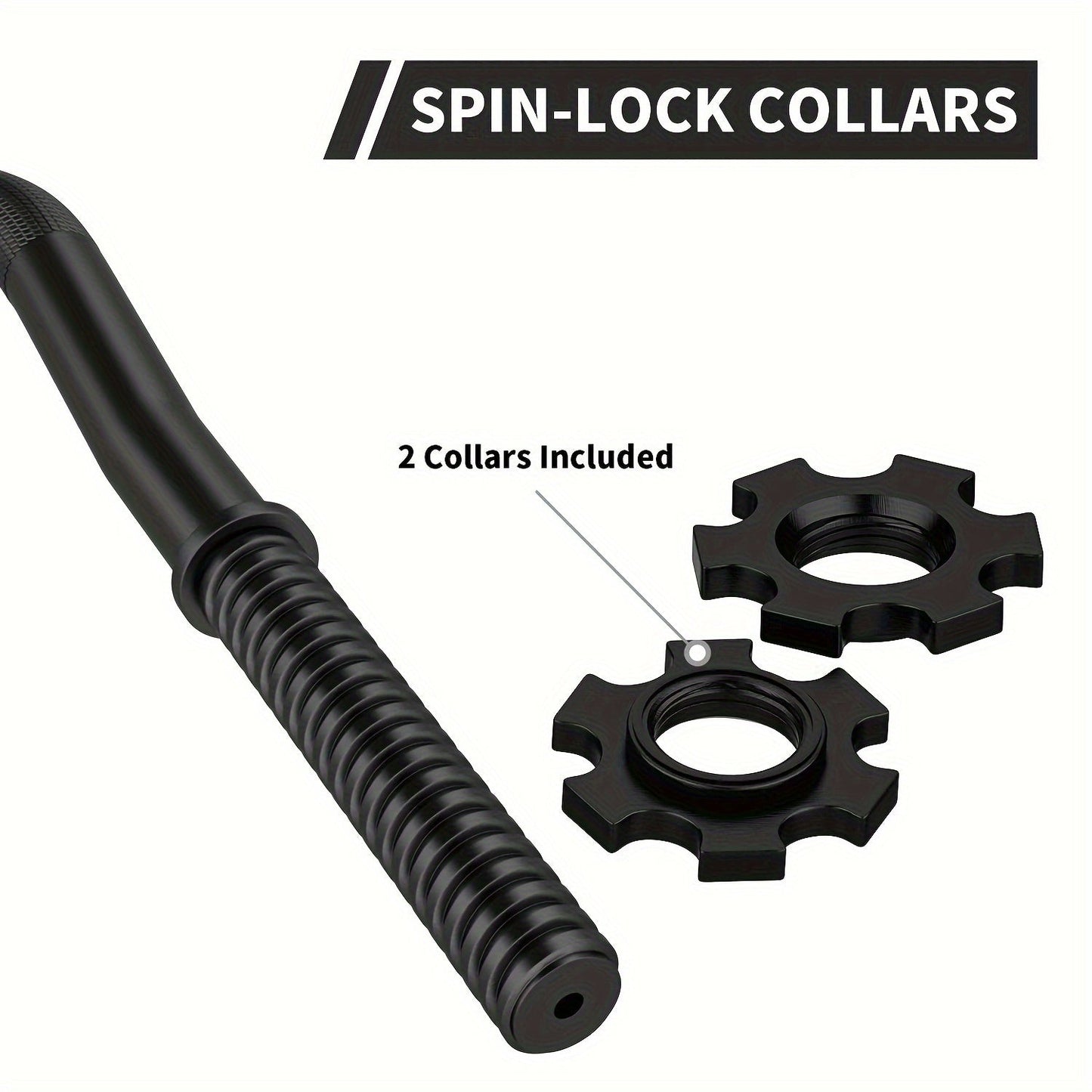 EZ Curl Bar 47" Olympic Barbell for Weightlifting Hip Thrusts Squats Lunges 1-Inch Weight Plates Home Gym with 2 Collars