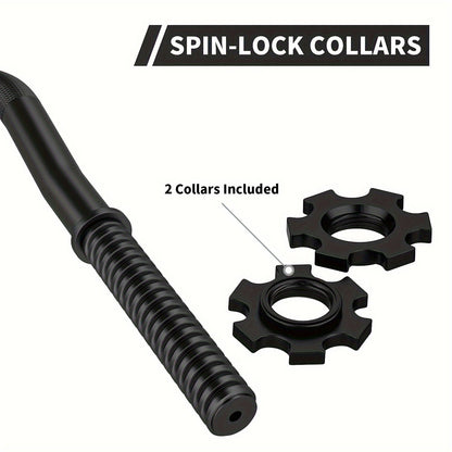 EZ Curl Bar 47" Olympic Barbell for Weightlifting Hip Thrusts Squats Lunges 1-Inch Weight Plates Home Gym with 2 Collars