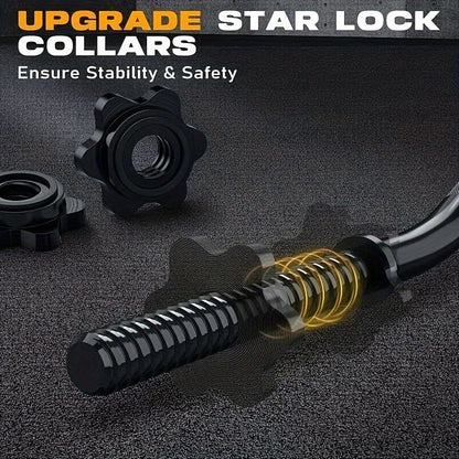 EZ Curl Bar 47" Olympic Barbell for Weightlifting Hip Thrusts Squats Lunges 1-Inch Weight Plates Home Gym with 2 Collars