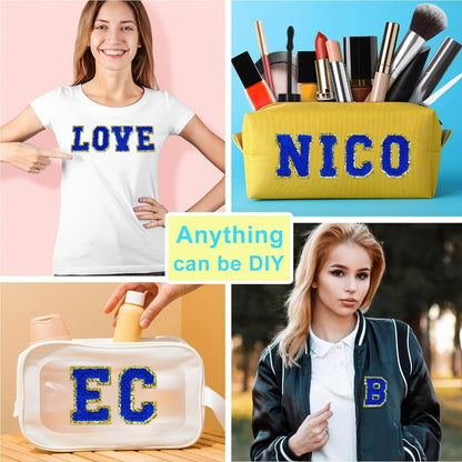 Chenille Letter Patches Self Adhesive A-Z 26pcs – Embroidered Alphabet Applique Stickers for Clothes Bags Hats Phone Cases, DIY Craft Personalized Patch Set Gift for Teens & Kids
