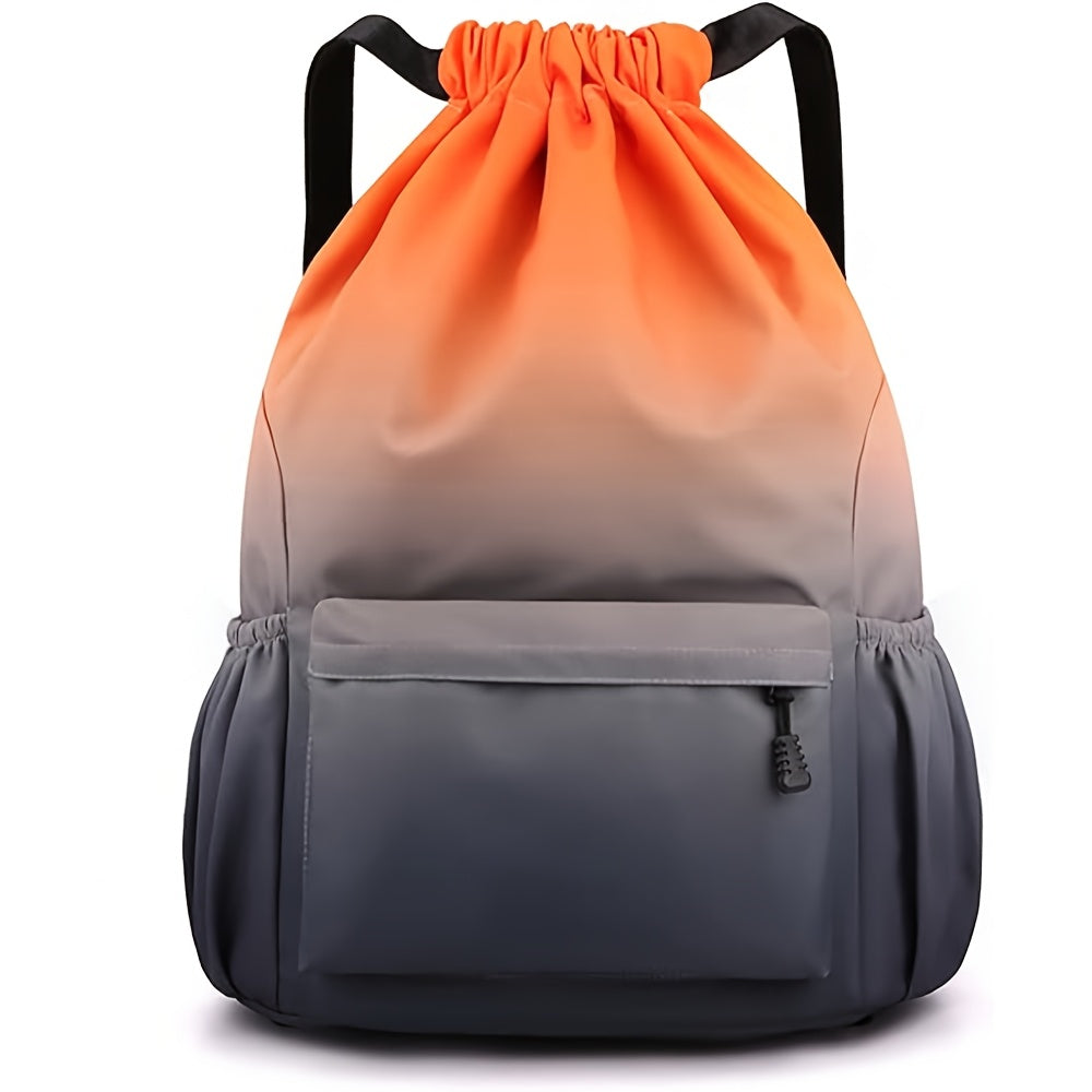 Drawstring Backpack Gym Bag – Large Capacity Nylon Cinch Sack with Strap Pocket, Lightweight Training & Outdoor Travel Bag for Men Women | 4 Gradient Colors