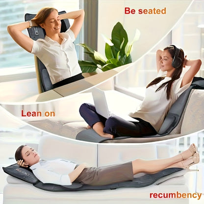 Full Body Shiatsu Massage Mattress – 10-Zone Vibration with Neck Kneading & Hot Compress, 12V Safety Voltage Massage Mat for Back Neck & Waist Relief, Home Relaxation Gift for Men Women