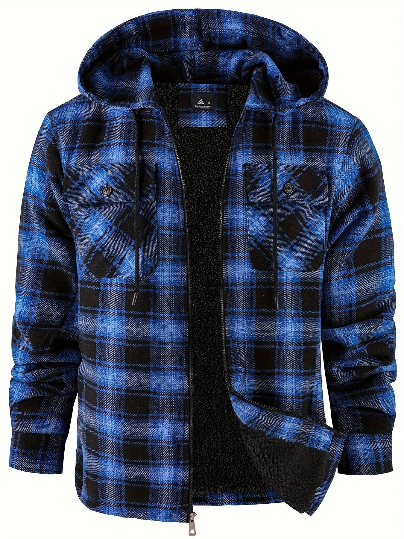 Men's Cozy Faux Fur Plaid Hoodie