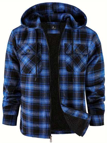Men's Cozy Faux Fur Plaid Hoodie