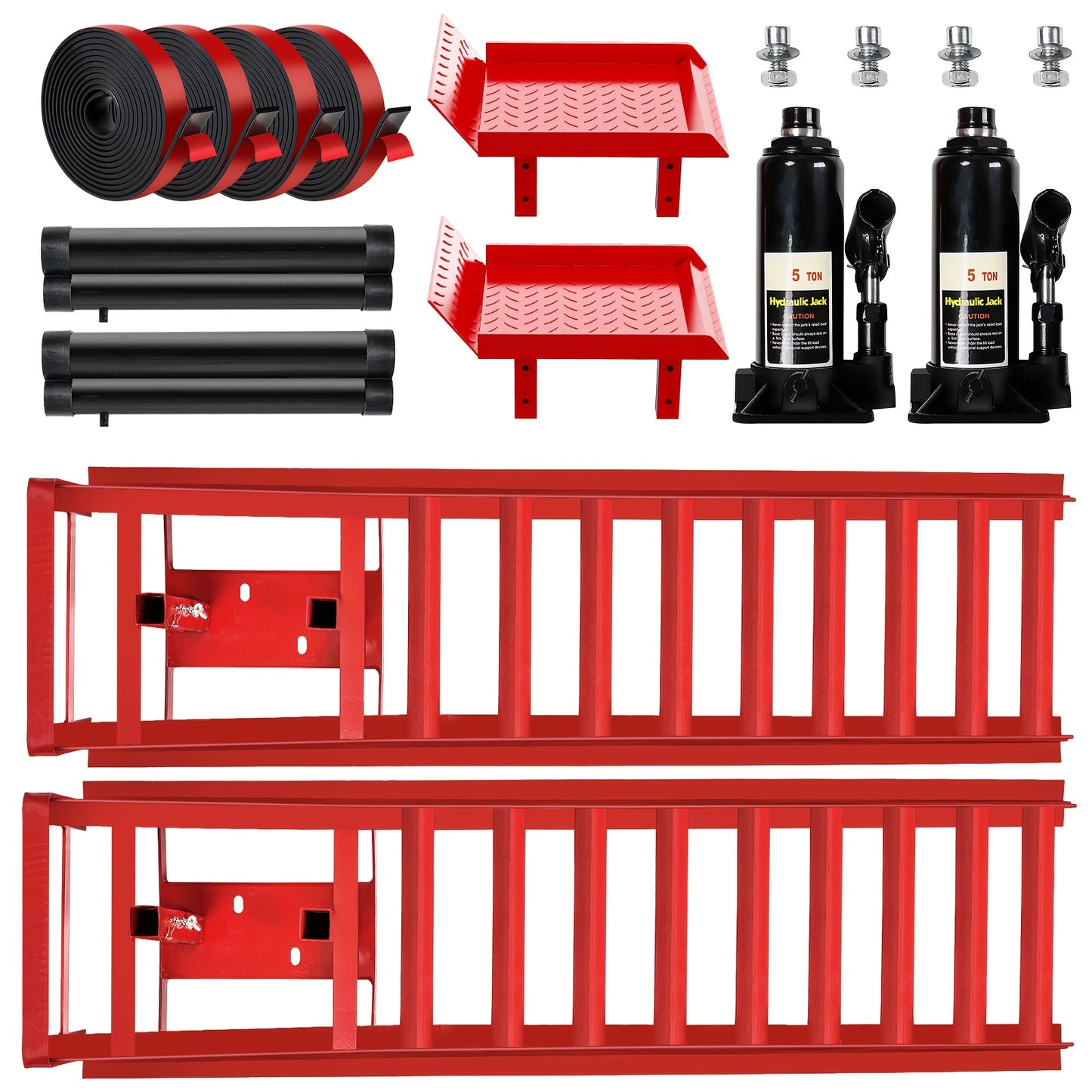 2-Pack Hydraulic Car Ramps: Heavy-Duty Vehicle Ramps with 5T/ 10000lbs Jack Load Capacity, Portable Design for Effortless Oil Changes And Car Lifts