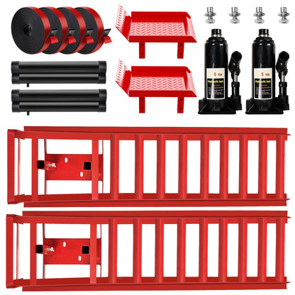2-Pack Hydraulic Car Ramps: Heavy-Duty Vehicle Ramps with 5T/ 10000lbs Jack Load Capacity, Portable Design for Effortless Oil Changes And Car Lifts