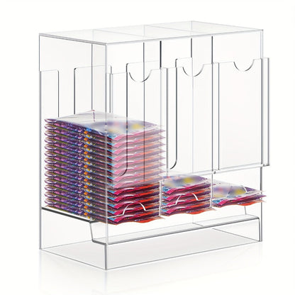 Booster Pack Dispenser Acrylic 3 Slots Clear Display Stand – Trading Card Pack Organizer Rack for Pokemon MTG Yu-Gi-Oh Sports Cards, Card Shop Counter Display Storage