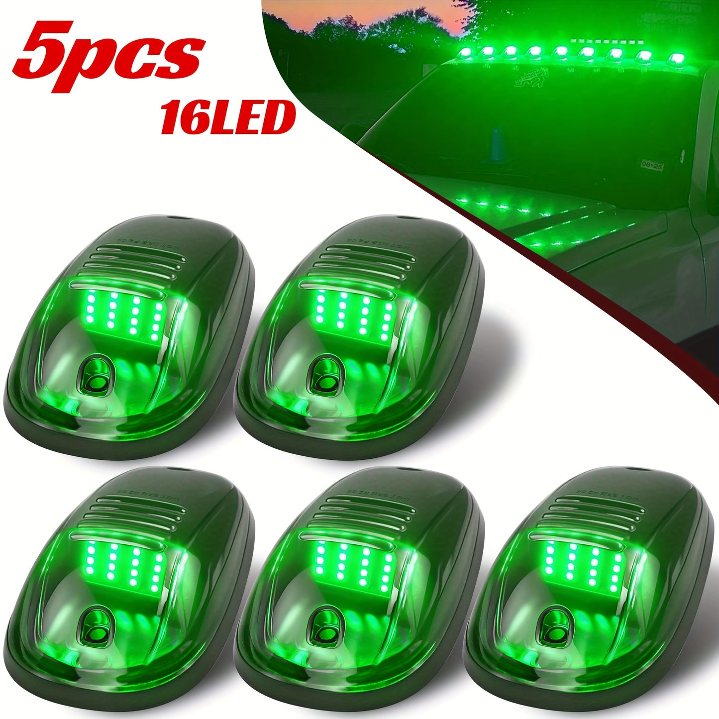 5pcs/Set 16/24 LED Roof Marker Light Bulbs, 12V Super Bright, Sturdy Construction, Easy Wiring Harness Replacement, Fits 2003-2018 1500 2500 3500 4500 5500 Pickup Trucks, Without Battery