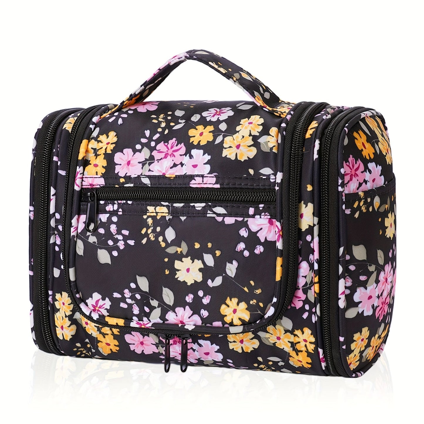 Hanging Toiletry Bag with Hook for Women Men Large Capacity Multi-Pocket Travel Shower Bag Cosmetic Makeup Organizer for Hotel Gym Camping 7 Prints Pink Black Leopard
