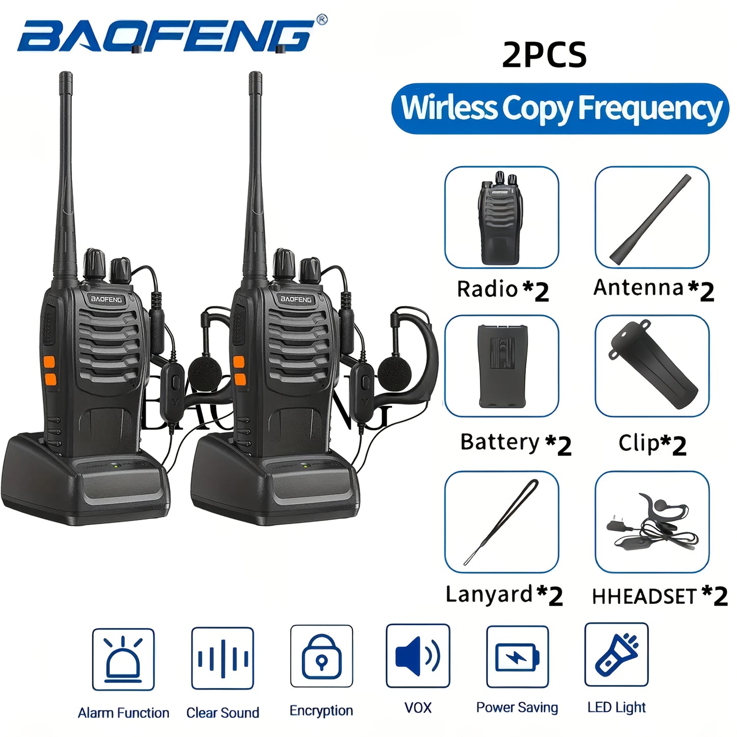 Baofeng BF-888S Walkie Talkies 16 Channel UHF Long Range Two Way Radio Rechargeable with Earphones for Camping Hiking Hunting Outdoor