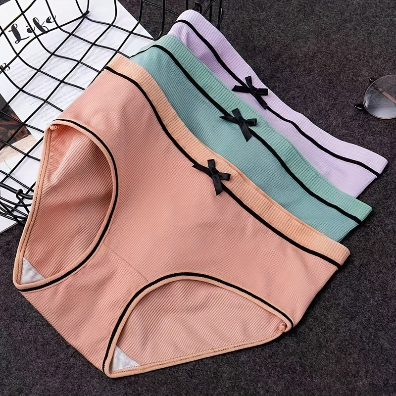 Girls' Briefs - 12-Pack Striped Bow Detail