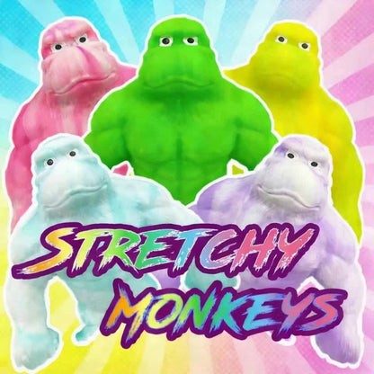 Stretchy Gorilla Fidget Toy Squishy Squeeze Monkey – PVA Sponge Sensory Stress Relief Toy for Kids & Adults, 5 Colors, Easter Basket Stuffer, Christmas Stocking Stuffer, Party Favor