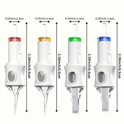 Tattoo Cartridge Needles 50pcs Mixed Size Set - Poseidon V6 Assorted Round Liner Shader Curved Magnum Disposable Needles 3RL 5RL 7RL 9RL 5RS 9RS 9RM 11RM 15RM 7M1 for Tattoo Machine