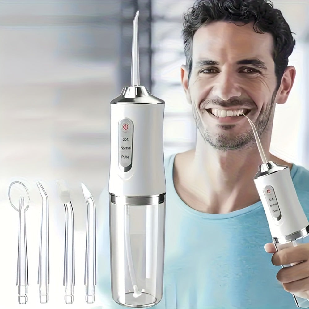 Electric Oral Irrigator Water Flosser with 360° Rotating Nozzle & Precision Pressure Control — Deep Cleans Teeth & Gums, Replaceable Heads, USB Rechargeable, 4 Colors, Home & Travel