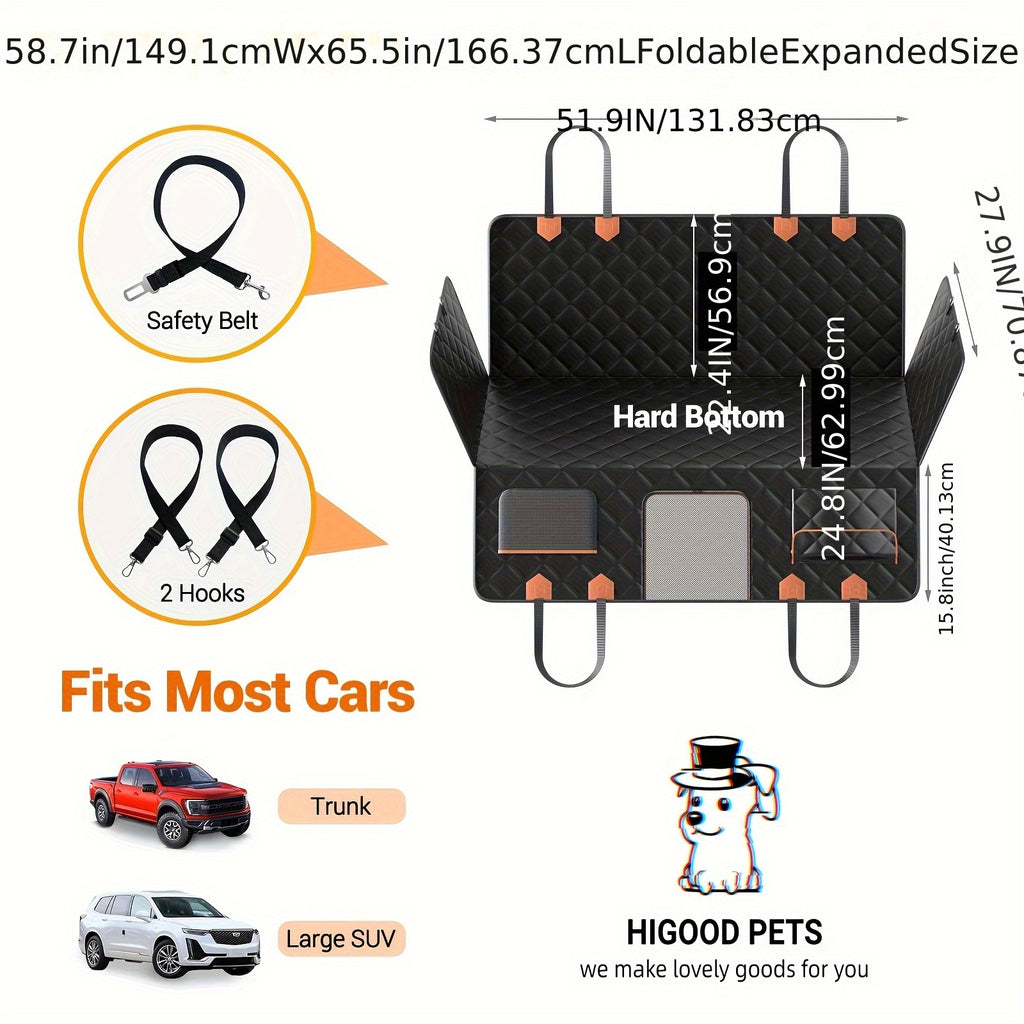 [Customer Favorite] 600 LBS Luxury Dog Car Back Seat Extender, Dog Car Seat Cover, Camping Air Mattress, Hammock Travel Bed, Non Inflatable Car Bed Mattress for Car SUV Truck (Black)suitable for Cars/SUVs/trucks - Easy to Install, Machine Washable