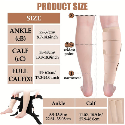 Compression Leg Wraps 3 Pairs - Adjustable Lower Leg Wrap for Lymphedema, Shin Splints & Calf Support, Breathable Non-Slip Compression Bandage for Men Women, Swelling Relief Leg Sleeve Wrap Set