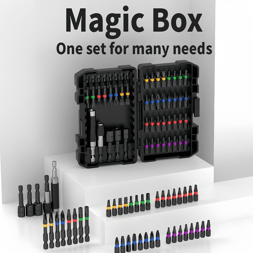 Impact Screwdriver Bit Set 45-Piece – Heavy-Duty Torx, Phillips, Flat & Square Bits with Storage Box, Compatible with Impact Drivers for Automotive, Home Repair & DIY Projects