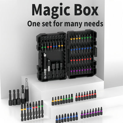 Impact Screwdriver Bit Set 45-Piece – Heavy-Duty Torx, Phillips, Flat & Square Bits with Storage Box, Compatible with Impact Drivers for Automotive, Home Repair & DIY Projects
