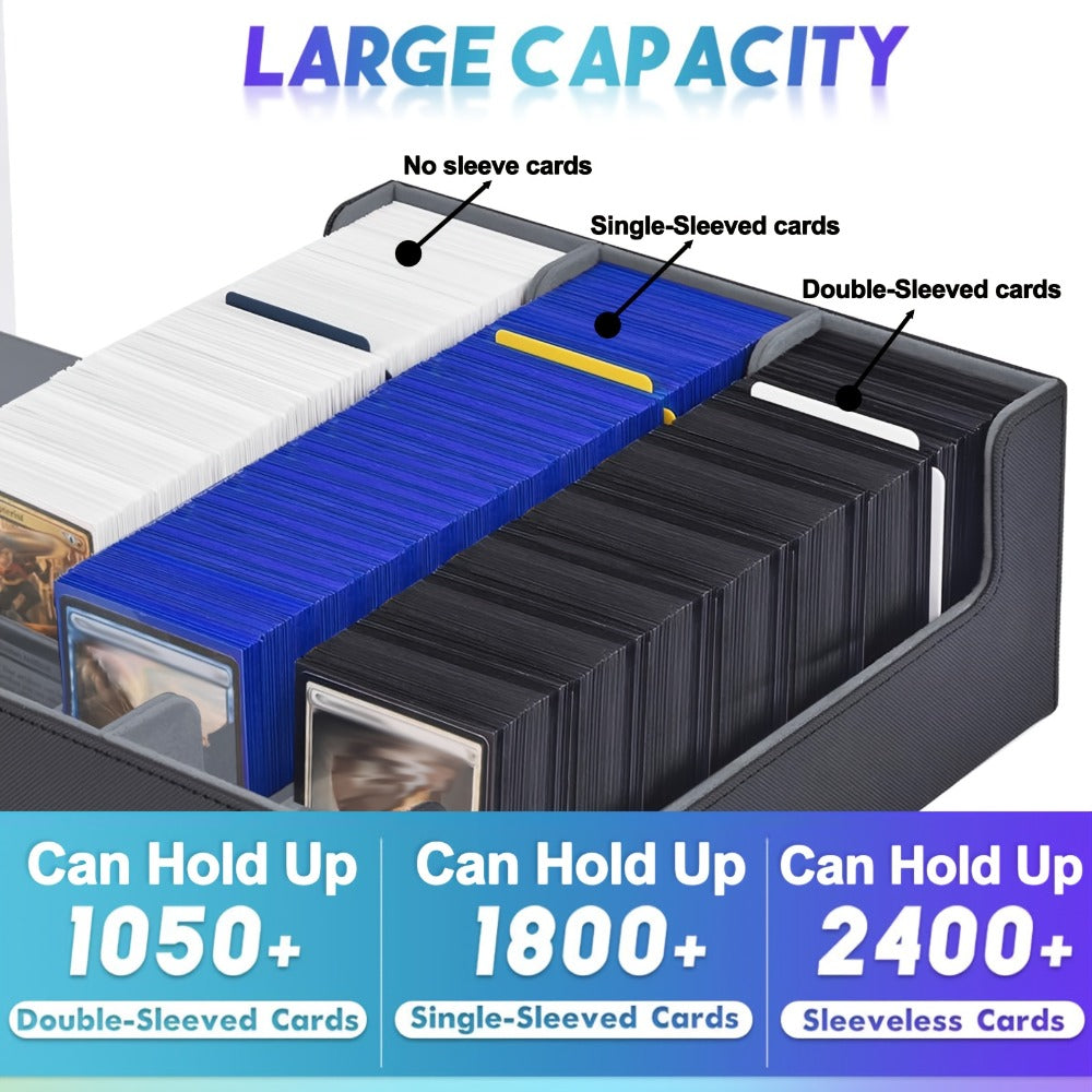 Trading Card Storage Box 1800+ Cards with 10 Dividers – Large Deck Case for Pokemon TCG, MTG Commander, Sports Cards – Multiple Colors, Fits Sleeved Cards