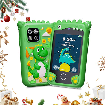 Kids Toy Smart Phone with HD Touchscreen & Dual Camera – 8GB Storage Dinosaur Play Phone | Educational Travel Toy for Boys & Girls Ages 3-10, Birthday Halloween & Christmas Gift | Green Blue Pink Purple