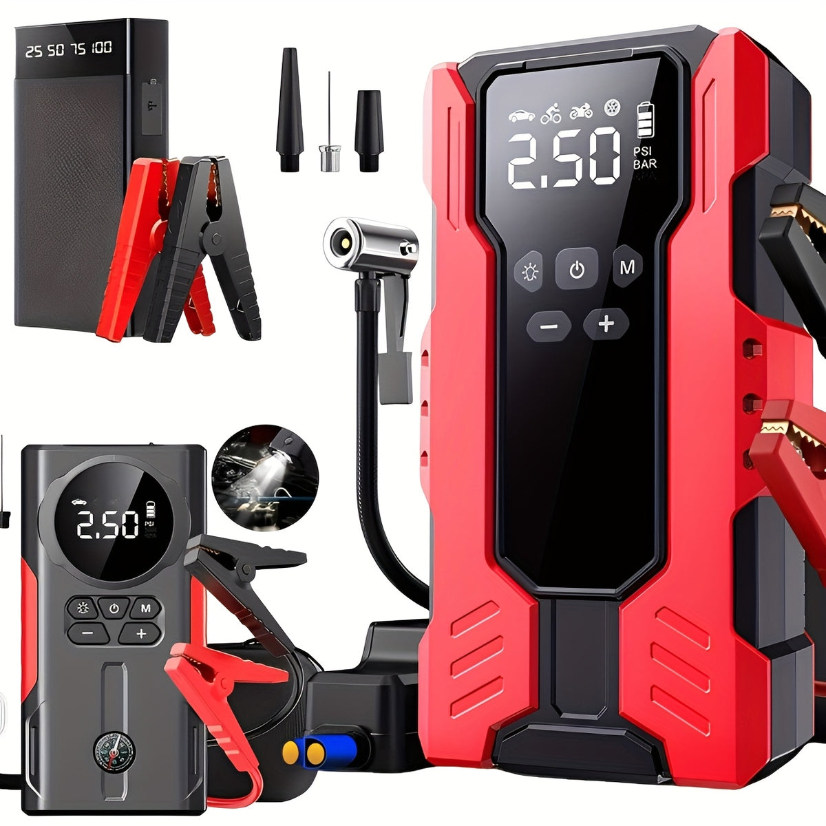 Portable Car Starter, Peak Battery Jumper Starter Portable, Car Battery Jumper Box, 12V Portable Starter for 2.11gal Gasoline And 1.85gal Diesel Cars