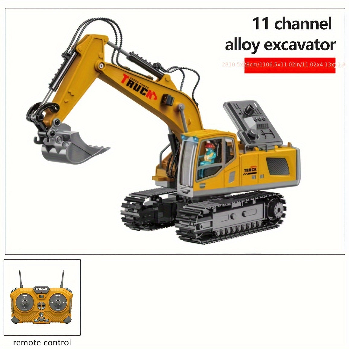 Remote Control Excavator Loader Dump Truck Toy for Kids 2.4GHz Alloy RC Construction Vehicle with Light & Sound, USB Rechargeable, Boys Gift for Halloween Thanksgiving Christmas Birthday Ages 3+