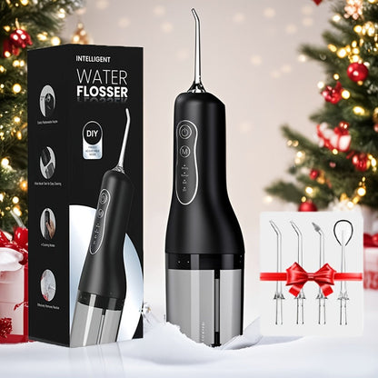 Water Flosser Cordless Oral Irrigator 4 Modes 4 Nozzles Rechargeable IPX7 Waterproof Portable Deep Cleaning Gum Care Dental Hygiene for Braces Travel Home Gift Black