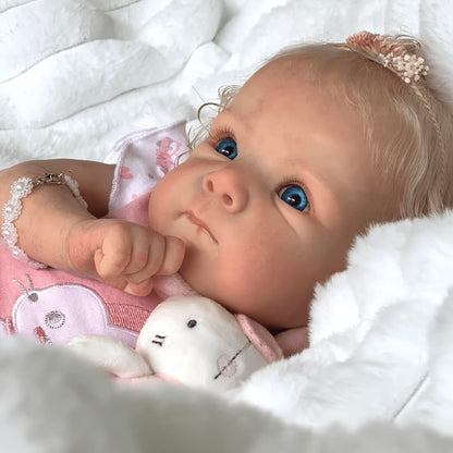 Reborn Baby Doll 16 Inch Handcrafted Newborn with Hand-Applied Eyelashes Rooted Hair Soft Cloth Body & Poseable Limbs – Includes Outfit Pacifier Diaper & Birth Certificate, Lifelike Girl Toy Gift Ages 3+ 42cm