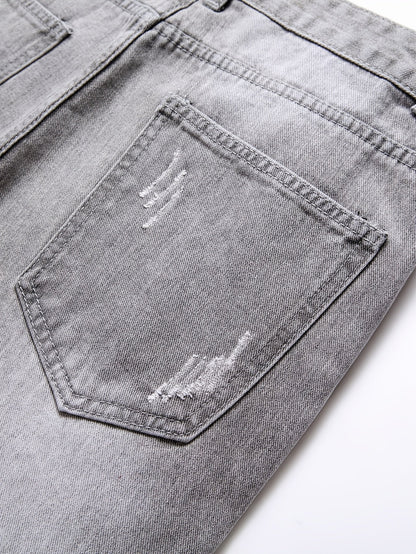 Teen Straight Leg Ripped Jeans - Multicolor Washed Denim